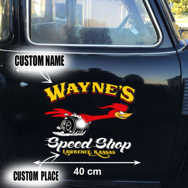 2 Pcs Personalized Hot Rod Garage Old School Vinyl Stickers - Image 2