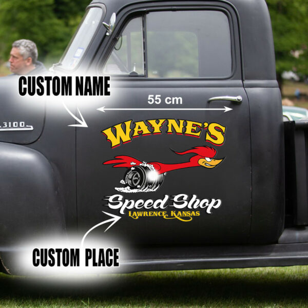 2 Pcs Personalized Hot Rod Garage Old School Vinyl Stickers