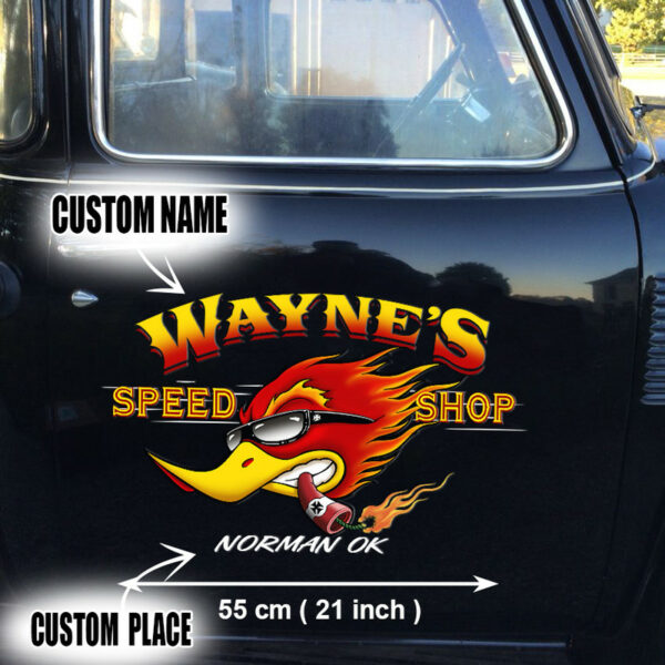 2 PCS Personalized Speed Shop Cool Mr. Horsepower Vinyl Wrapped Decal - Image 2