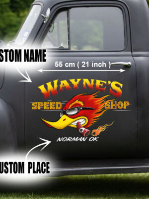 2 PCS Personalized Speed Shop Cool Mr. Horsepower Vinyl Wrapped Decal