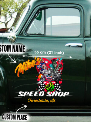 Fink enstein and his Bride Large Hotrod Car Decals
