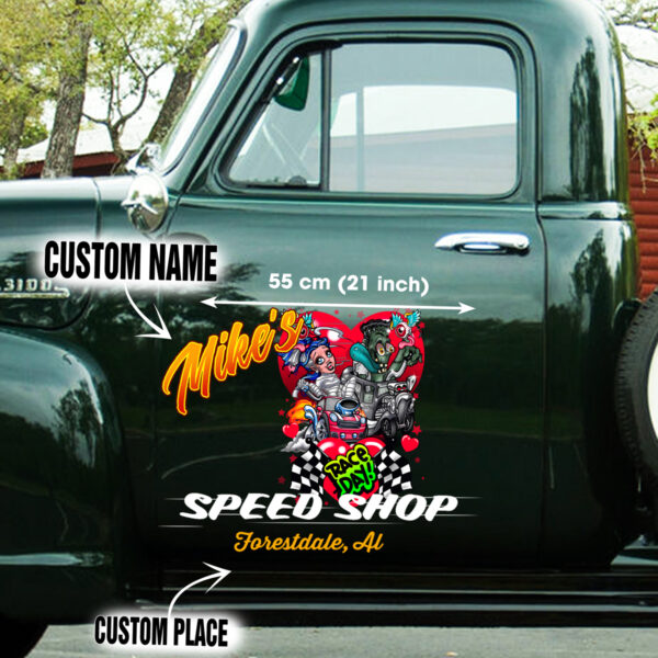 Fink enstein and his Bride Large Hotrod Car Decals