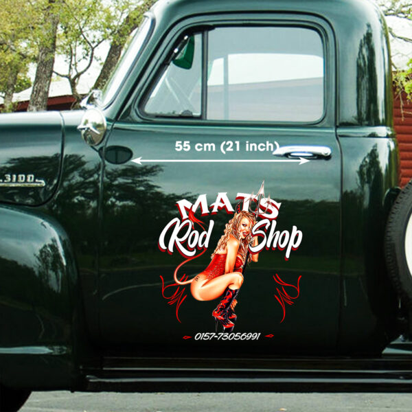 Devil Pin Up Girl Pinstripe Vinyl Decals For Trucks, Lowrider, Hot Rod Car - Image 3