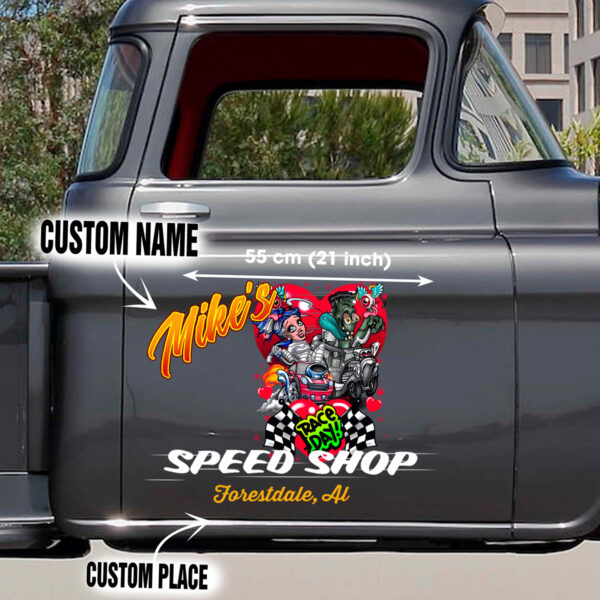 Fink enstein and his Bride Large Hotrod Car Decals - Image 2