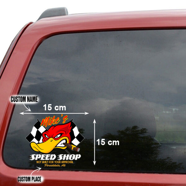 Angry Hot Rod Duck Speed Shop Door Art Vinyl Decals Set 2 Pcs - Image 3