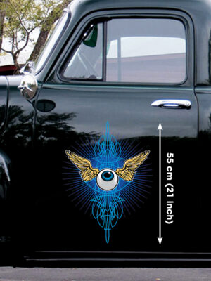 Blue Flying Eye Ball Pinstriping Door Art Decals
