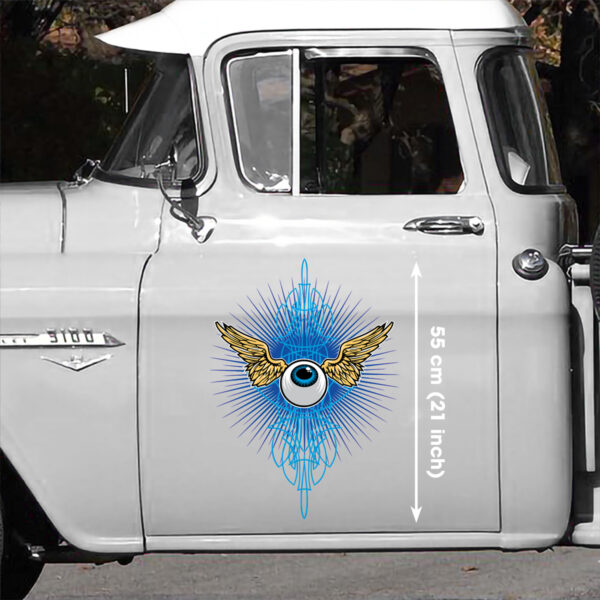 Blue Flying Eye Ball Pinstriping Door Art Decals - Image 3