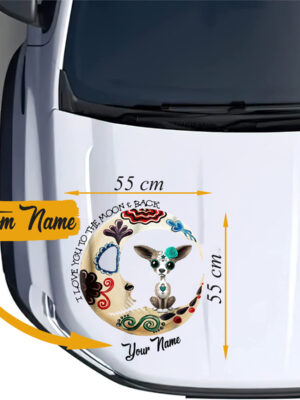 Chihuahua Sugar Skull Love You To The Moon And Back Halloween Car Decal Gift For Mom