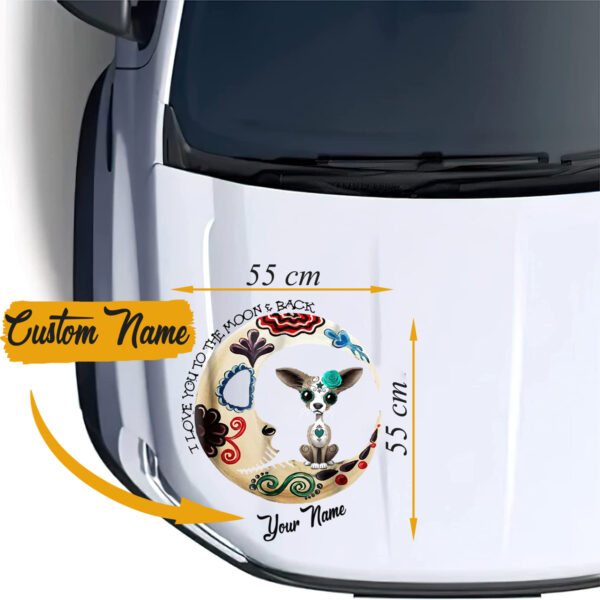 Chihuahua Sugar Skull Love You To The Moon And Back Halloween Car Decal Gift For Mom