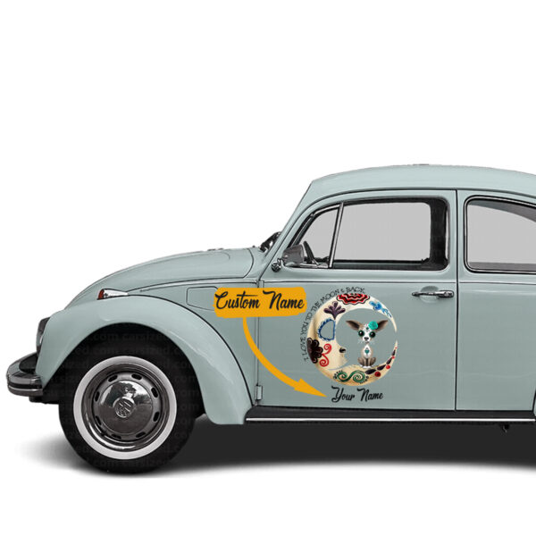 Chihuahua Sugar Skull Love You To The Moon And Back Halloween Car Decal Gift For Mom - Image 2