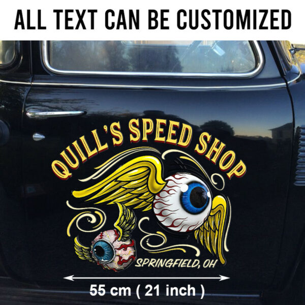 Custom Flying Ball Pinstriping Decals For Hot Rod Car Door Window Set 2 Pcs