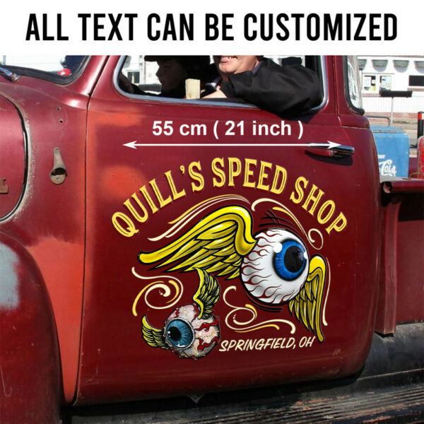 Custom Flying Ball Pinstriping Decals For Hot Rod Car Door Window Set 2 Pcs - Image 2