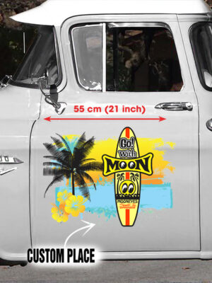 Custom Go With Moon Eyes Decals For Car Set 2 Pcs