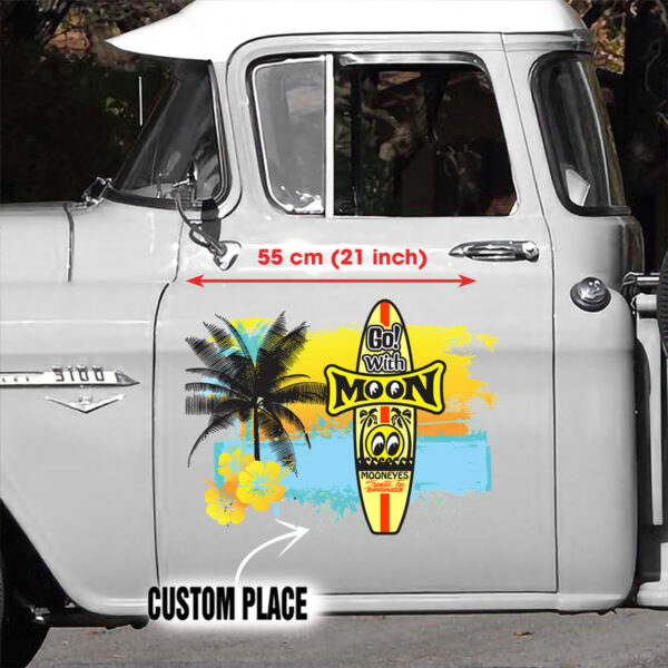Custom Go With Moon Eyes Decals For Car Set 2 Pcs