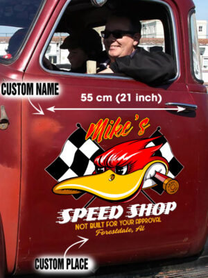 Custom Hot Rod Duck Lowbrow Door Art Vinyl Decals