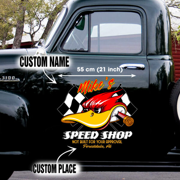 Custom Hot Rod Duck Lowbrow Door Art Vinyl Decals - Image 2