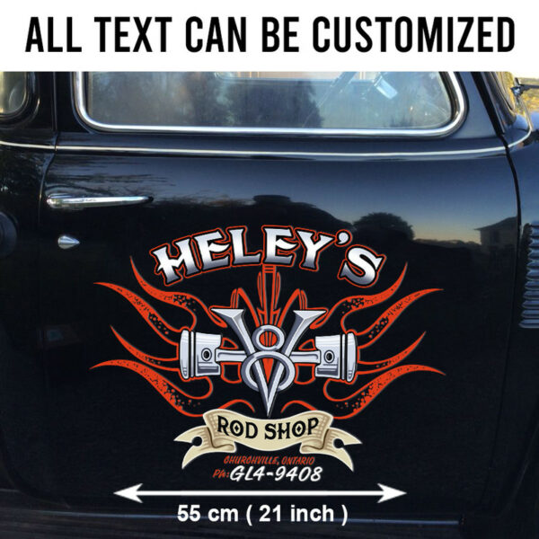 Custom V8 Hot Rod Garage Vinyl Pinstriping Decals For Car - Hot Rod Vinyl Stickers - Image 2