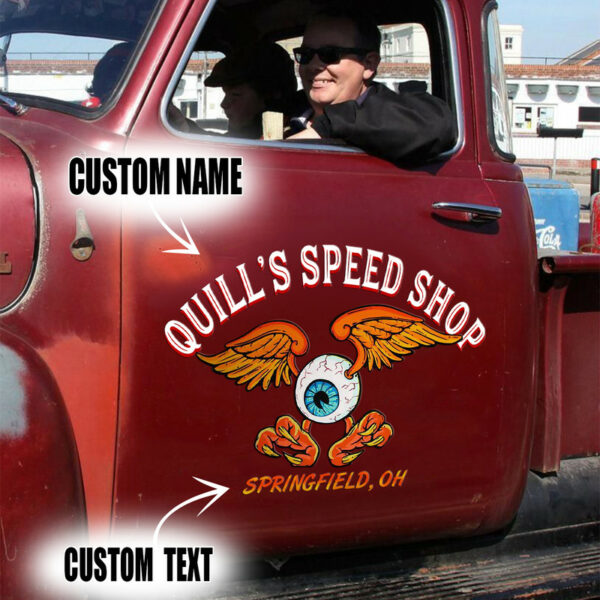 Eye Ball Kustom Garage Low Brow Art Side Car Decal Set 2 Pcs