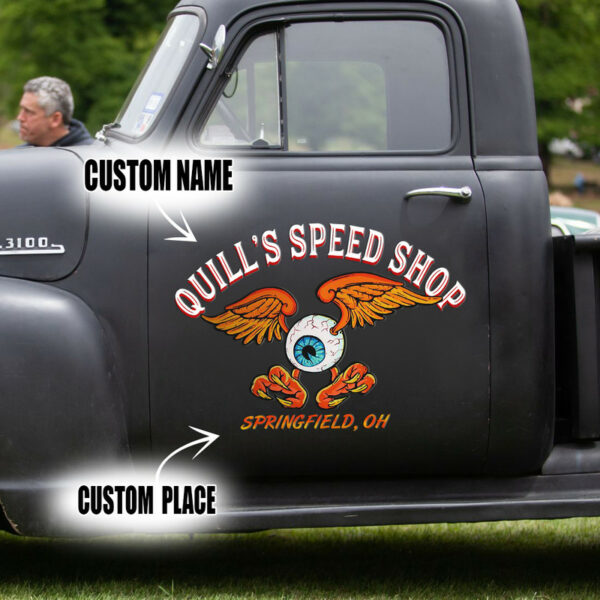Eye Ball Kustom Garage Low Brow Art Side Car Decal Set 2 Pcs - Image 2