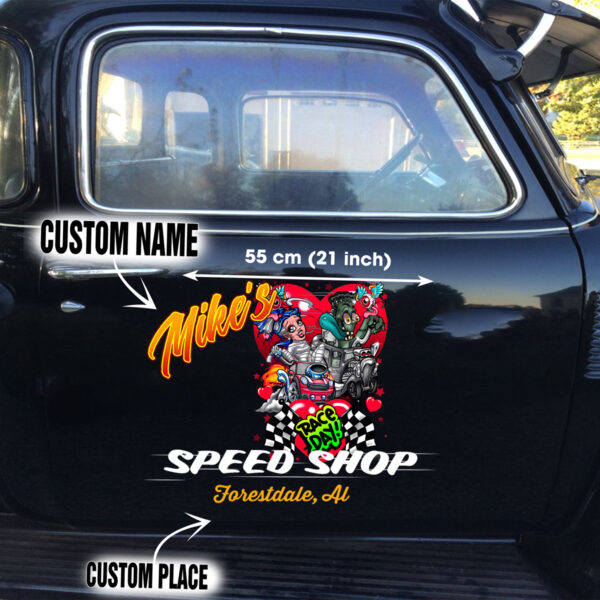 Fink enstein and his Bride Large Hotrod Car Decals - Image 4