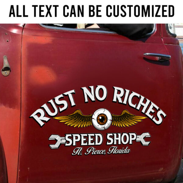 Flying Eyeball Speed Shop Pinstriping Car Side Vinyl Graphics Set 2 Pcs