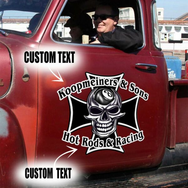 Hot Rod And Racing Pinstriping Skull Iron Cross Set 02 Vinyl Decals