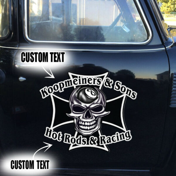 Hot Rod And Racing Pinstriping Skull Iron Cross Set 02 Vinyl Decals - Image 3