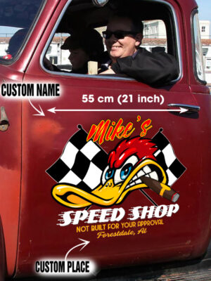 Hot Rod Duck Not Built For your Approval Door Art Vinyl Decals