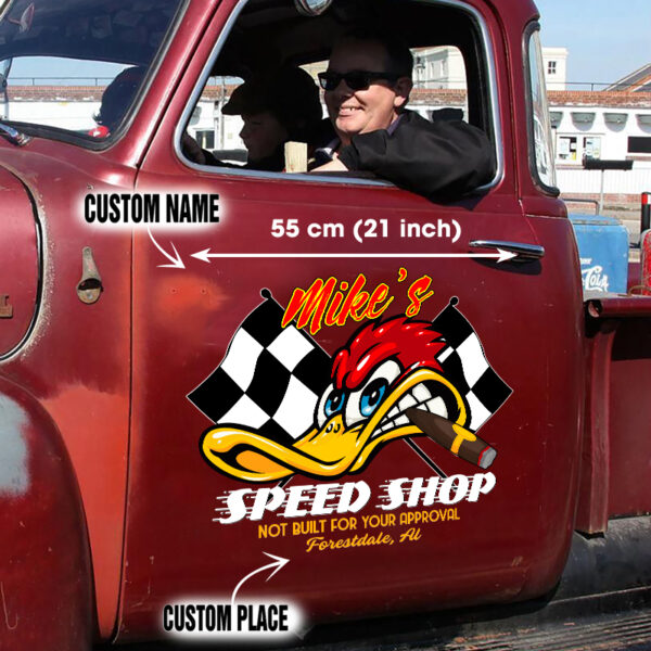 Hot Rod Duck Not Built For your Approval Door Art Vinyl Decals