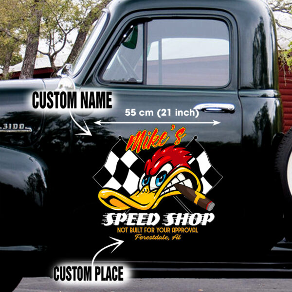 Hot Rod Duck Not Built For your Approval Door Art Vinyl Decals - Image 2