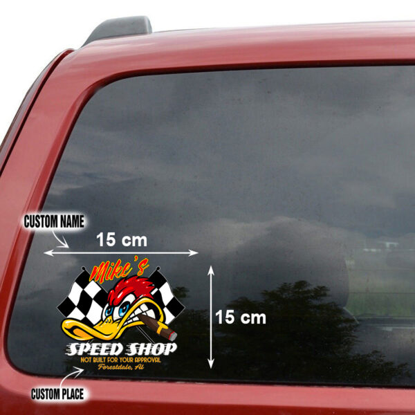 Hot Rod Duck Not Built For your Approval Door Art Vinyl Decals - Image 3