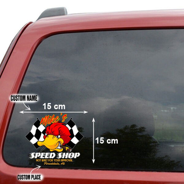 Hot Rod Duck Speed Shop Custom Vinyl Decal For Car Door Set 2 Pcs - Image 3
