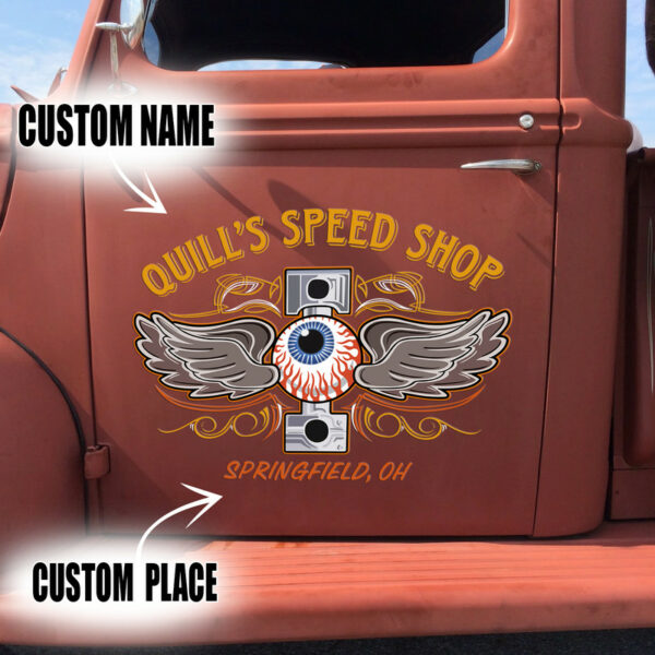 Hot Rod Eye Balls Kustom Kulture Pinstripe Speed Shop Vinyl Stickers Set 02 Pcs - Image 3