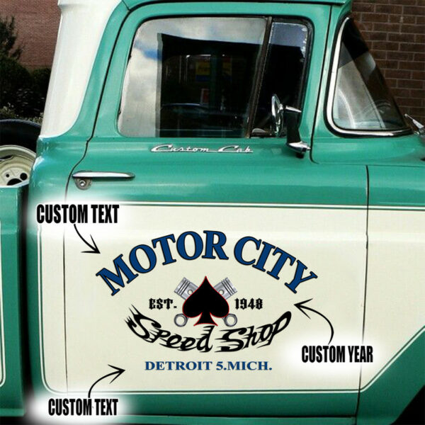 Hot Rod Garage Car Side Vinyl Graphics Decals