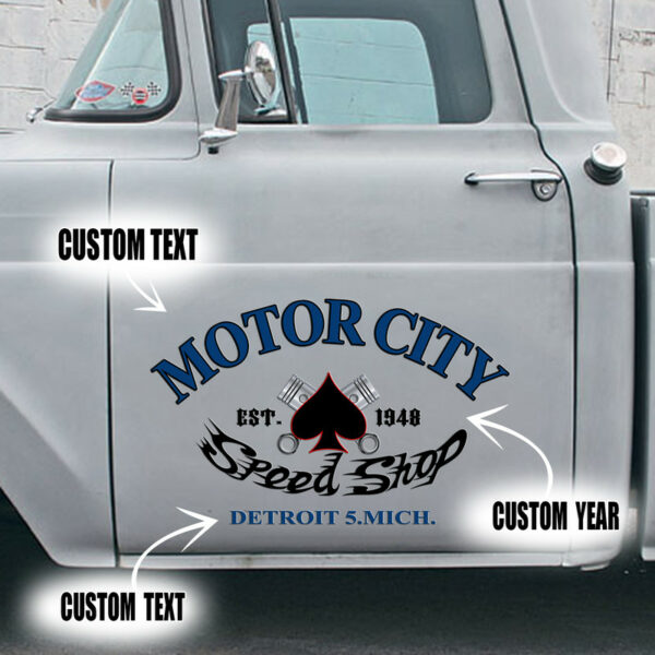 Hot Rod Garage Car Side Vinyl Graphics Decals - Image 2