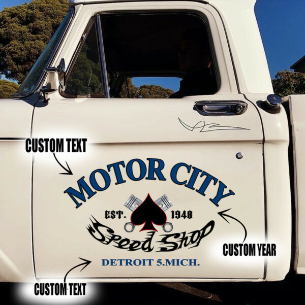 Hot Rod Garage Car Side Vinyl Graphics Decals - Image 3