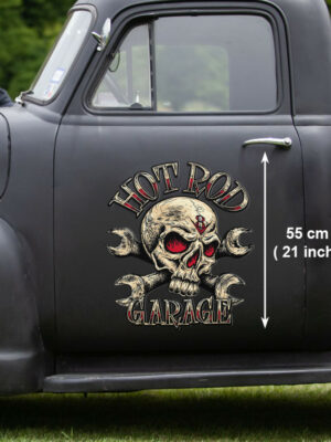 Hot Rod Garage Skull Vinyl Stickers For Car Door