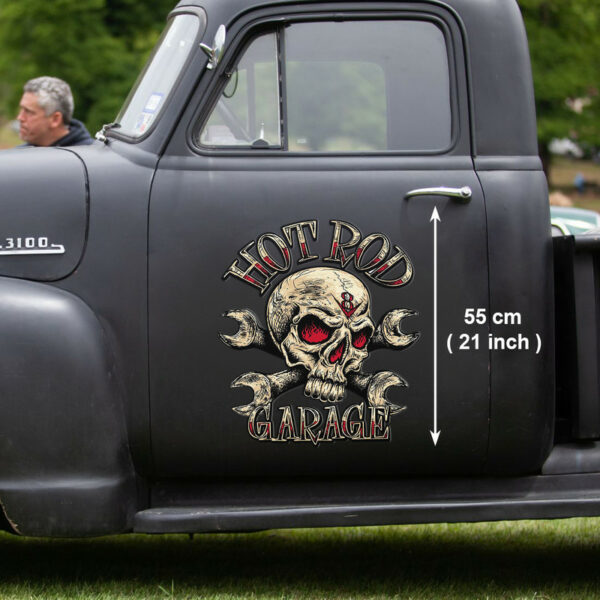 Hot Rod Garage Skull Vinyl Stickers For Car Door