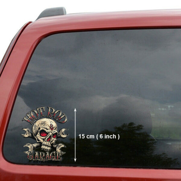 Hot Rod Garage Skull Vinyl Stickers For Car Door - Image 3