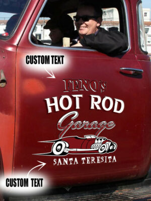 Hot Rod Lettering Side Car Vinyl Decal Set 2 Pcs