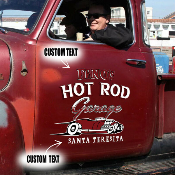 Hot Rod Lettering Side Car Vinyl Decal Set 2 Pcs