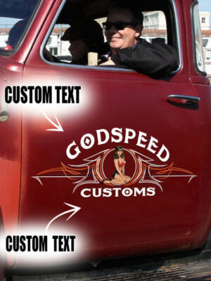 Hot Rod Pinstripe Pin Up Girl Car Decoration Stickers Set 2 Pcs