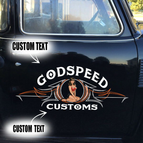 Hot Rod Pinstripe Pin Up Girl Car Decoration Stickers Set 2 Pcs - Image 2