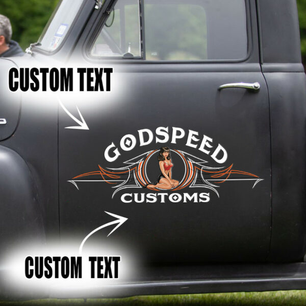 Hot Rod Pinstripe Pin Up Girl Car Decoration Stickers Set 2 Pcs - Image 3